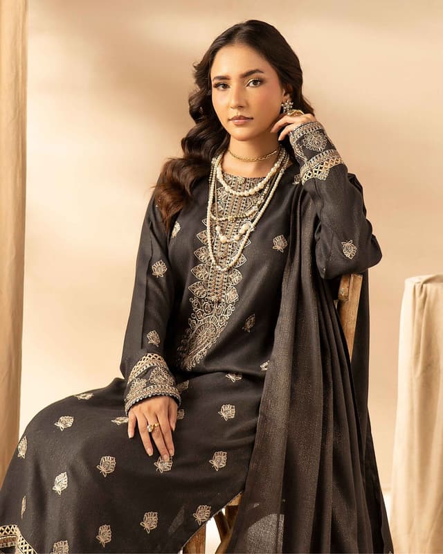 Luxury Embroidered Black 3-Piece Suit – Festive Edition product image